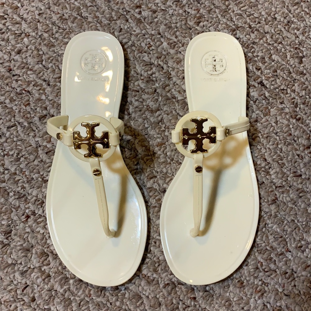 Tory Burch White Flip Flops